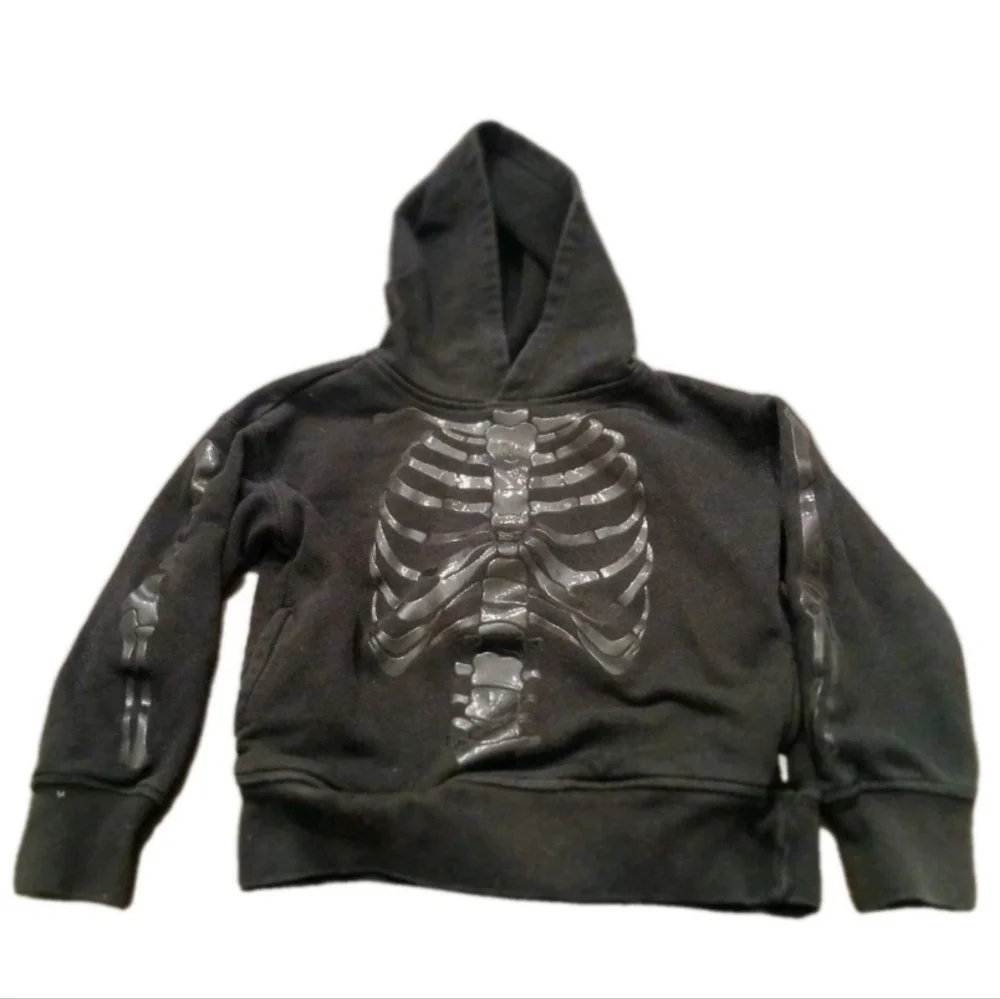 Gap Kids Black Skeleton Cotton Hoodie XS Pullover Hoodie